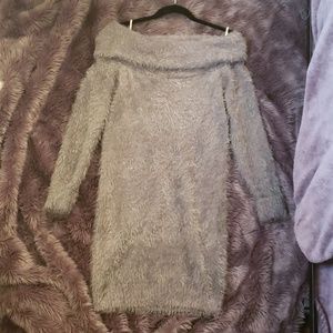 Fuzzy Strapless Sweater Dress